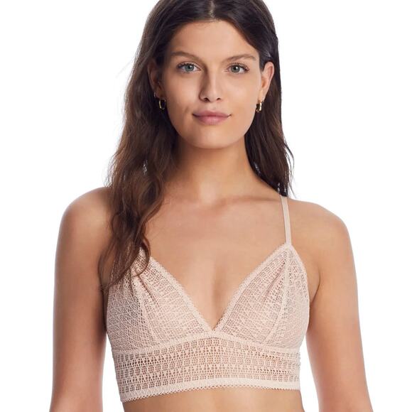 NEARLYNUDE Nectar Modern Geo Triangle Wire-free Bralette Tan Size XL Sheer - Picture 1 of 7